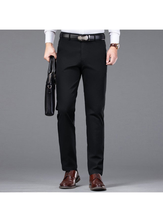 Septwolves Elastic Waist】casual Trousers Men's Summer New Thin Straight-leg Pants Black - Image 3