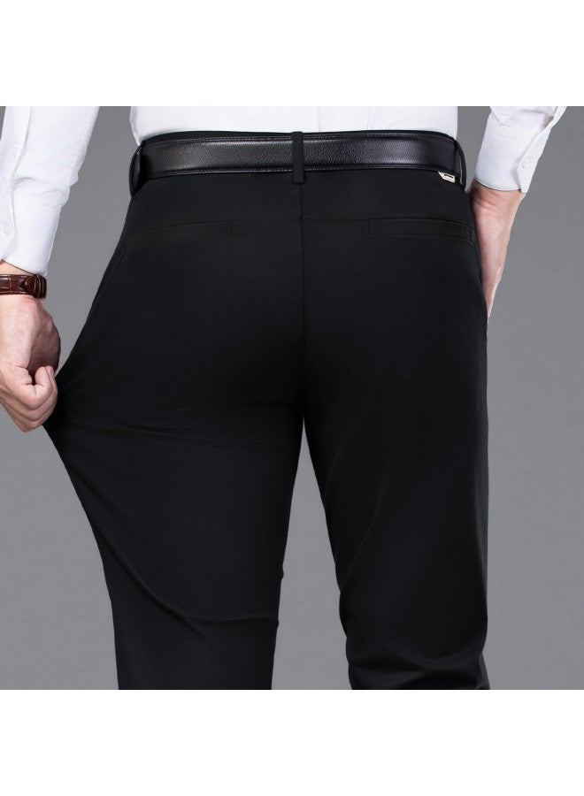 Septwolves Elastic Waist】casual Trousers Men's Summer New Thin Straight-leg Pants Black - Image 4