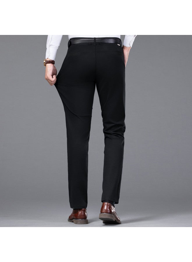 Septwolves Elastic Waist】casual Trousers Men's Summer New Thin Straight-leg Pants Black - Image 5