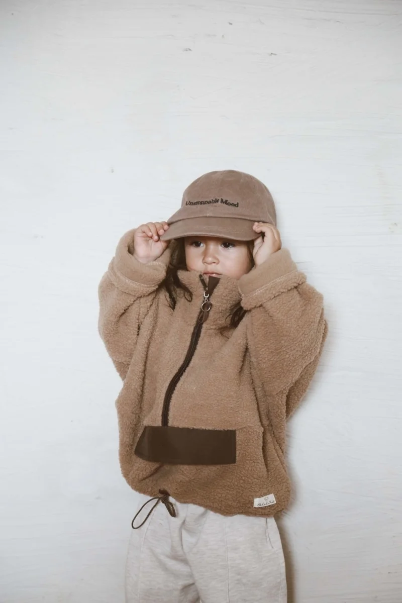 Ohlala Koala Milky Coffee Wellsoft Half Zipper Kids Jacket