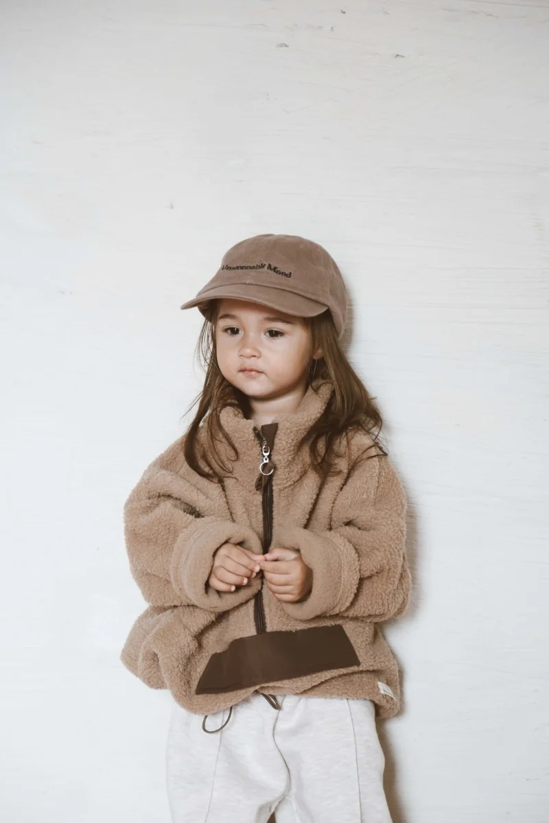 Ohlala Koala Milky Coffee Wellsoft Half Zipper Kids Jacket
