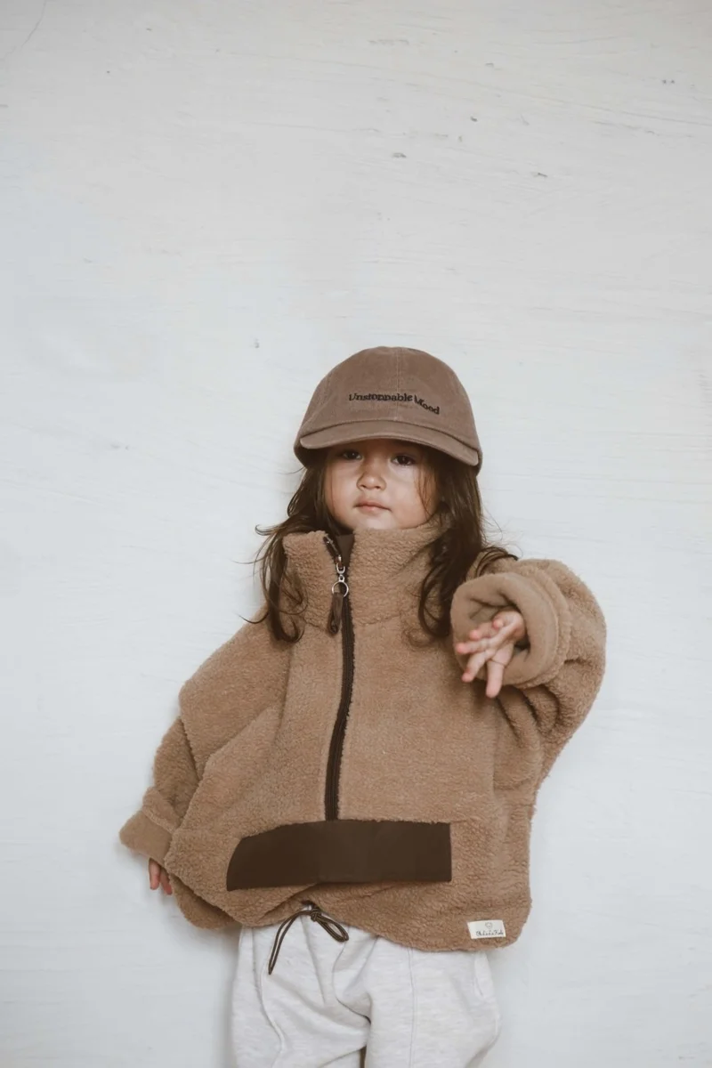 Ohlala Koala Milky Coffee Wellsoft Half Zipper Kids Jacket