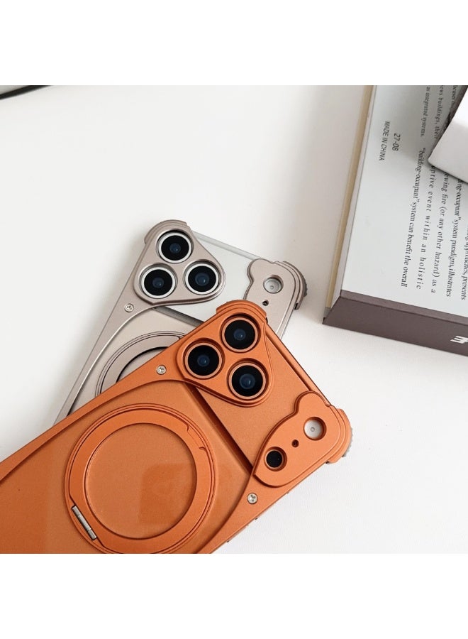 عام غطاء خفيف الوزن بدون حواف من سبائك الألومنيوم لهاتف آيفون 17 برو ماكس 2025 [يدعم الشحن اللاسلكي] غطاء واقي من البولي كربونات مقاوم للخدوش مع حامل دوار مغناطيسي. - Image 5