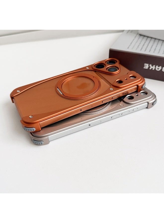 عام غطاء خفيف الوزن بدون حواف من سبائك الألومنيوم لهاتف آيفون 17 برو ماكس 2025 [يدعم الشحن اللاسلكي] غطاء واقي من البولي كربونات مقاوم للخدوش مع حامل دوار مغناطيسي. - Image 4