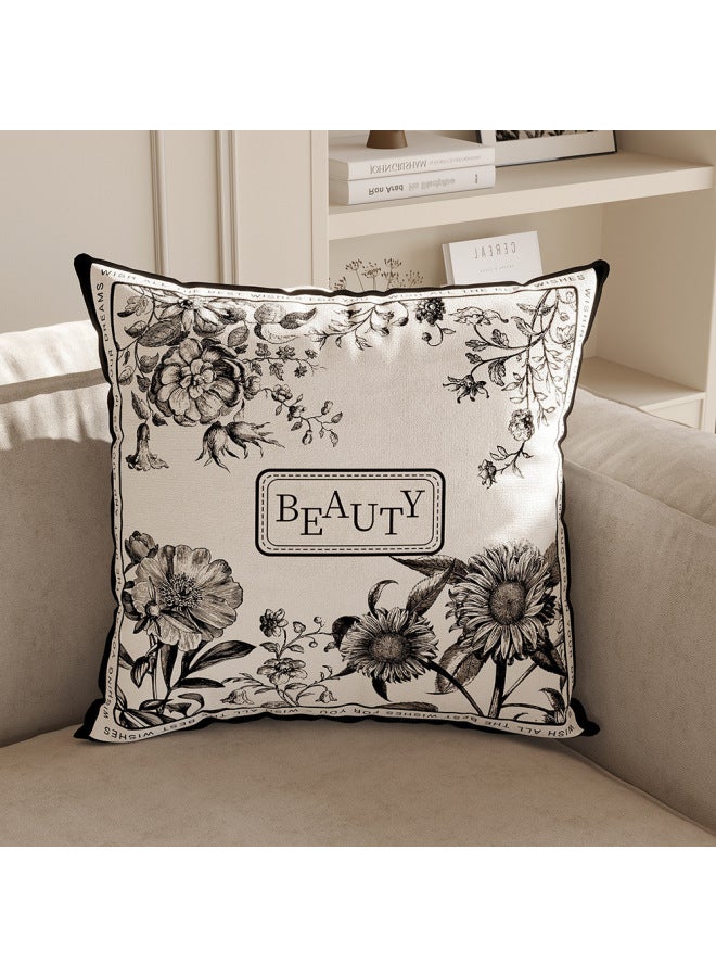 French Cream Style Sofa Pillow Living Room Pillow Style Modern Simple Decorative Black And White High-grade Pillow Case