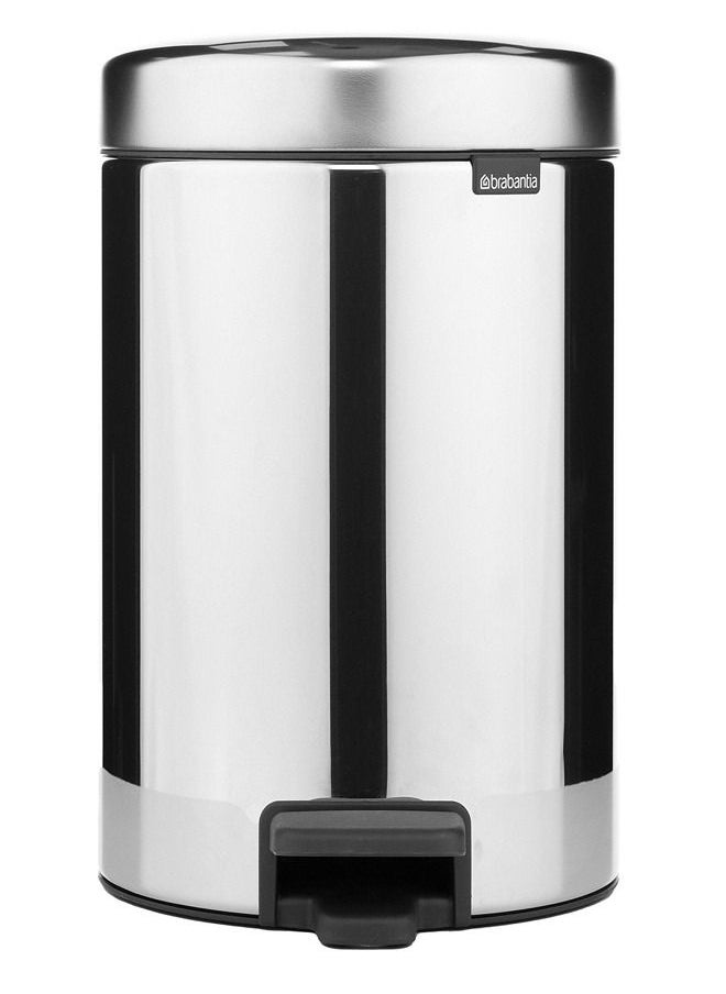 brabantia Pedal Bin Newicon with Plastic Inner Bucket 12 Litre Brilliant Steel  - Image 1