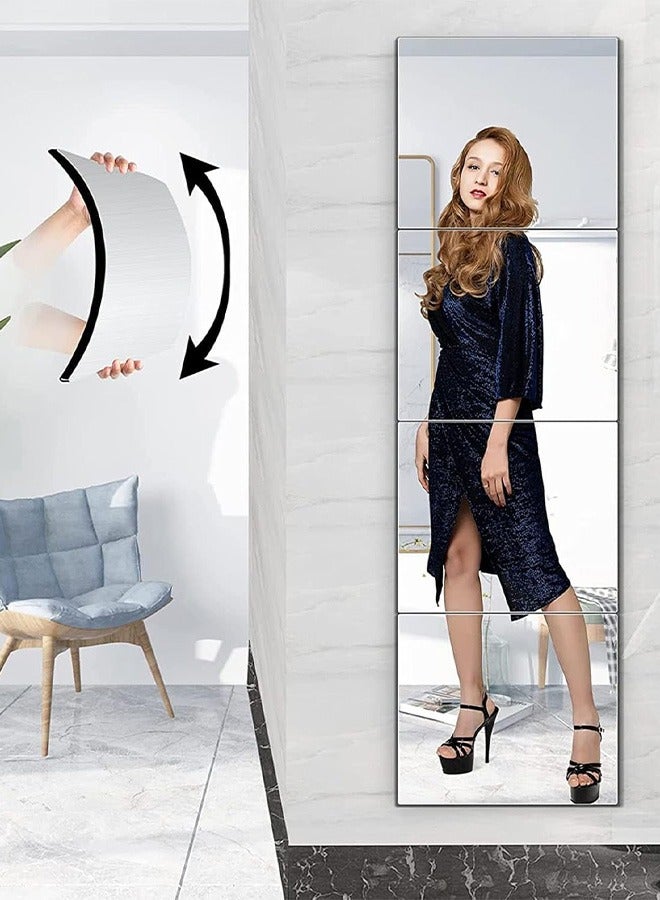 Bukela 3D Mirror Wall Sticker Tiles,Non-Breakable Acrylic Full Length Wall Mirror Tiles,30cm x 4Pcs Flexible Plastic Mirror,Full Body Mirror Tiles For Bedroom,Home Gym,Home Wall Decor - Image 1