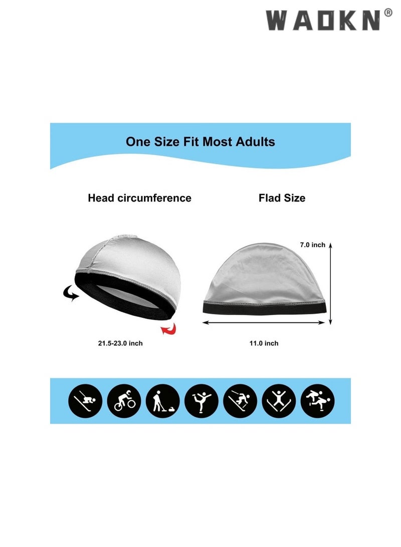 WAOKN 4PCS Imitation Silk Bottom Hat with Wide Edge Elastic Headscarf Hat, Silk Stocking Caps for 360 Waves,Good Compression Over Silky Durag, Large Size Stain Caps Suitable for Adult  - Image 5
