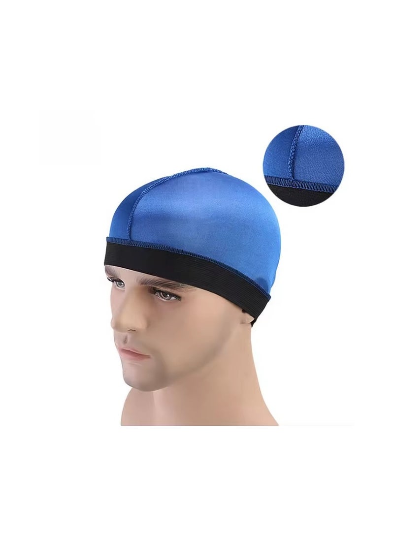 WAOKN 4PCS Imitation Silk Bottom Hat with Wide Edge Elastic Headscarf Hat, Silk Stocking Caps for 360 Waves,Good Compression Over Silky Durag, Large Size Stain Caps Suitable for Adult  - Image 3