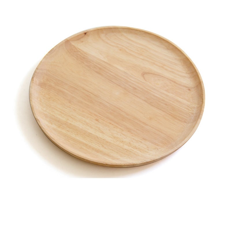 Factory Japanese Wooden Tray Household Round Solid Wood Plate Fruit Plate Wooden Plate Can Be Printed Logo - Image 4