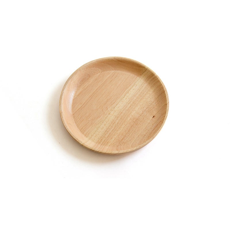 Factory Japanese Wooden Tray Household Round Solid Wood Plate Fruit Plate Wooden Plate Can Be Printed Logo - Image 5