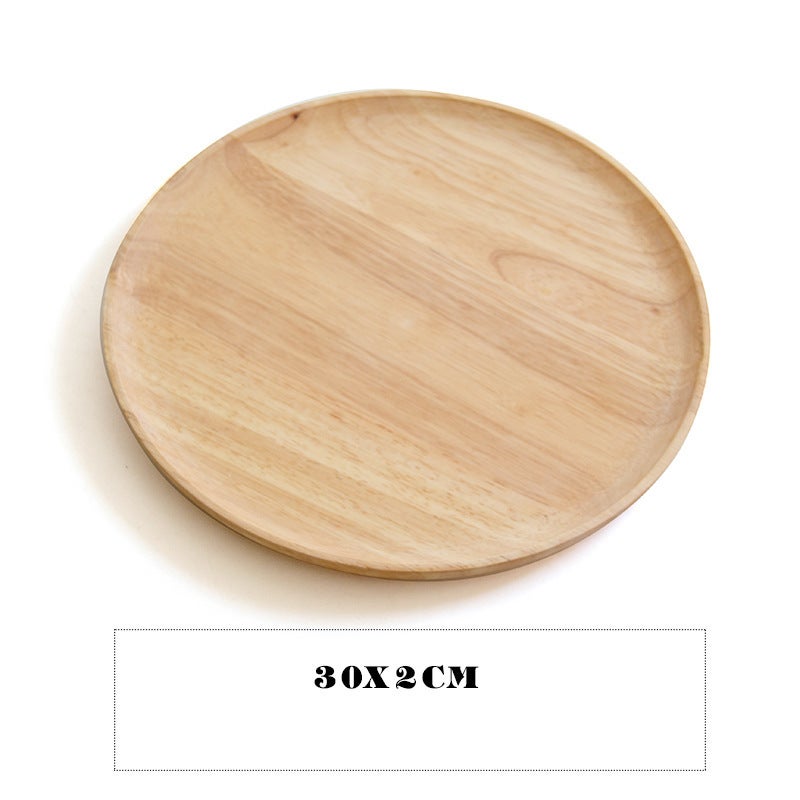 Factory Japanese Wooden Tray Household Round Solid Wood Plate Fruit Plate Wooden Plate Can Be Printed Logo - Image 1