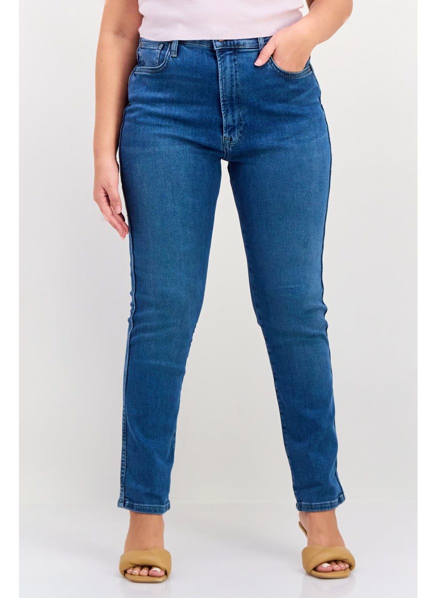 Pepe Jeans Women Regular Fit Washed Stretchable Denim, Blue  - Image 1