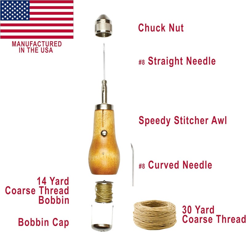 Speedy Stitcher Sewing Awl with 180 Yd Waxed Thread and Needles - Image 3