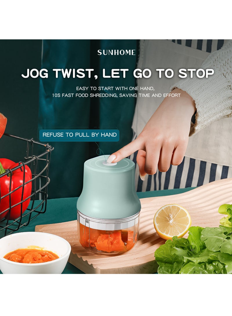 Sunhome 2-in-1 Electric Chopper Mixer Grinder 150ml+300ml 45W SH-188G Light Green/Clear  - Image 3