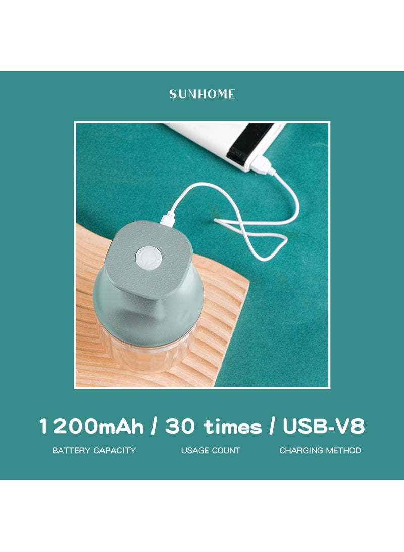 Sunhome 2-in-1 Electric Chopper Mixer Grinder 150ml+300ml 45W SH-188G Light Green/Clear  - Image 2