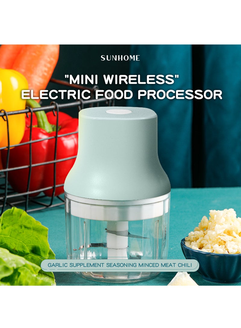 Sunhome 2-in-1 Electric Chopper Mixer Grinder 150ml+300ml 45W SH-188G Light Green/Clear  - Image 5