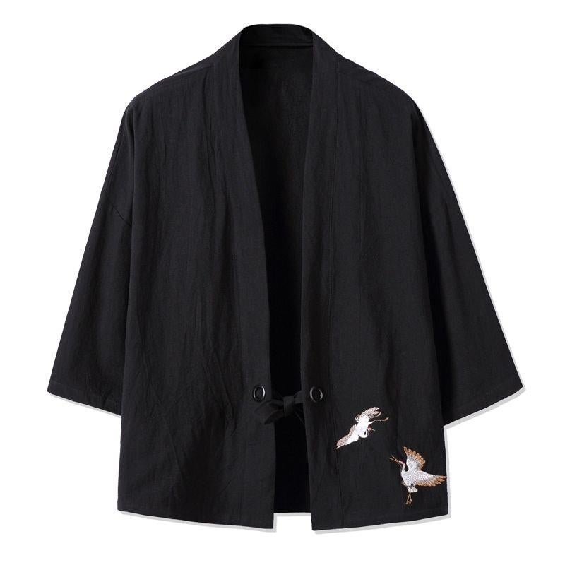 Summer Chinese-Style Mens Linen Cardigan Kimono Shirt 708 Coffee