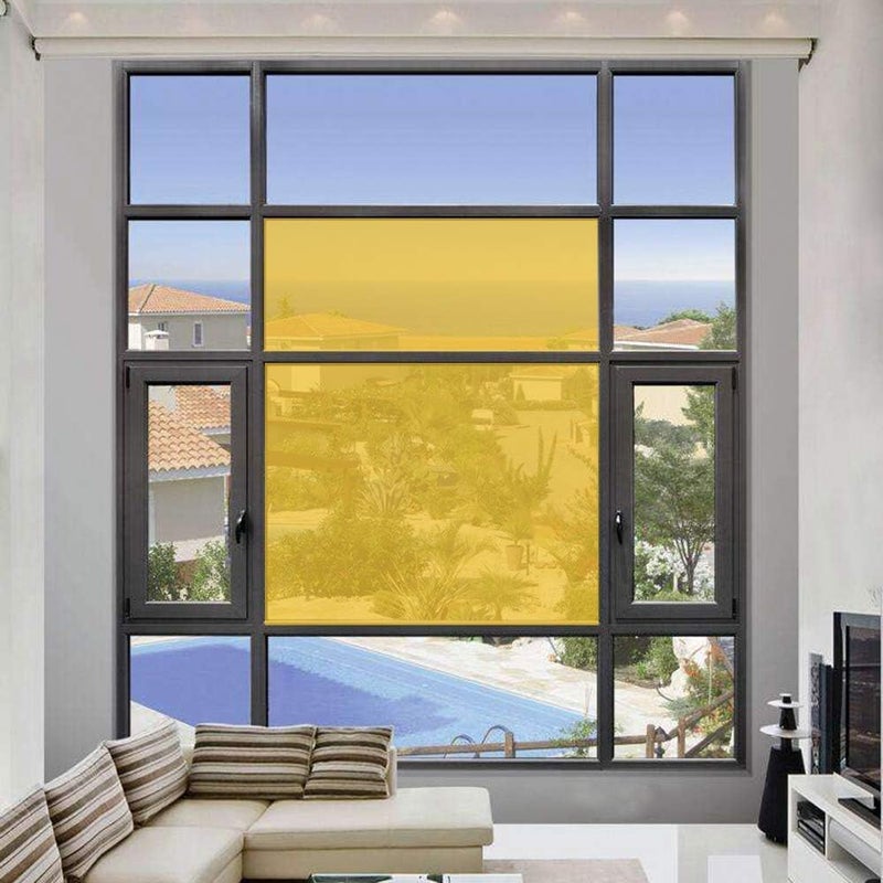 SUMAGITIN Transparent Decorative Window Film Anti UV Colorful Adhesive Vinyl Heat Insulation Solar Window Tinting Sheets Glass Film for Christmas Home Decoration, 17.7Inch x 78.7Inch, Gold - Image 5