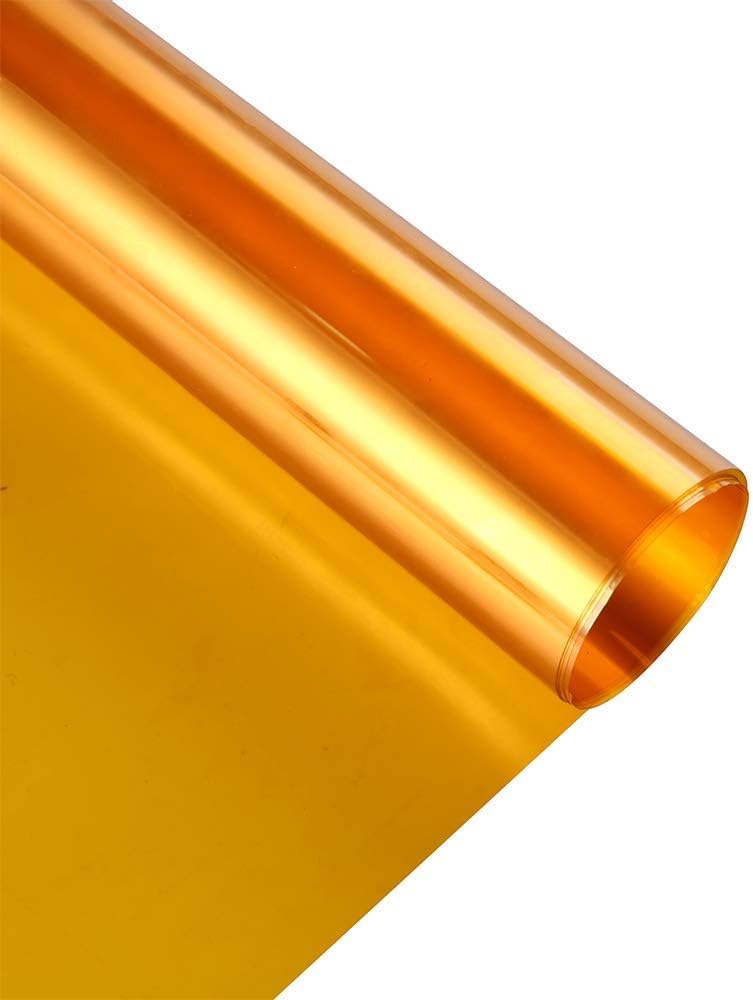 SUMAGITIN Transparent Decorative Window Film Anti UV Colorful Adhesive Vinyl Heat Insulation Solar Window Tinting Sheets Glass Film for Christmas Home Decoration, 17.7Inch x 78.7Inch, Gold - Image 2