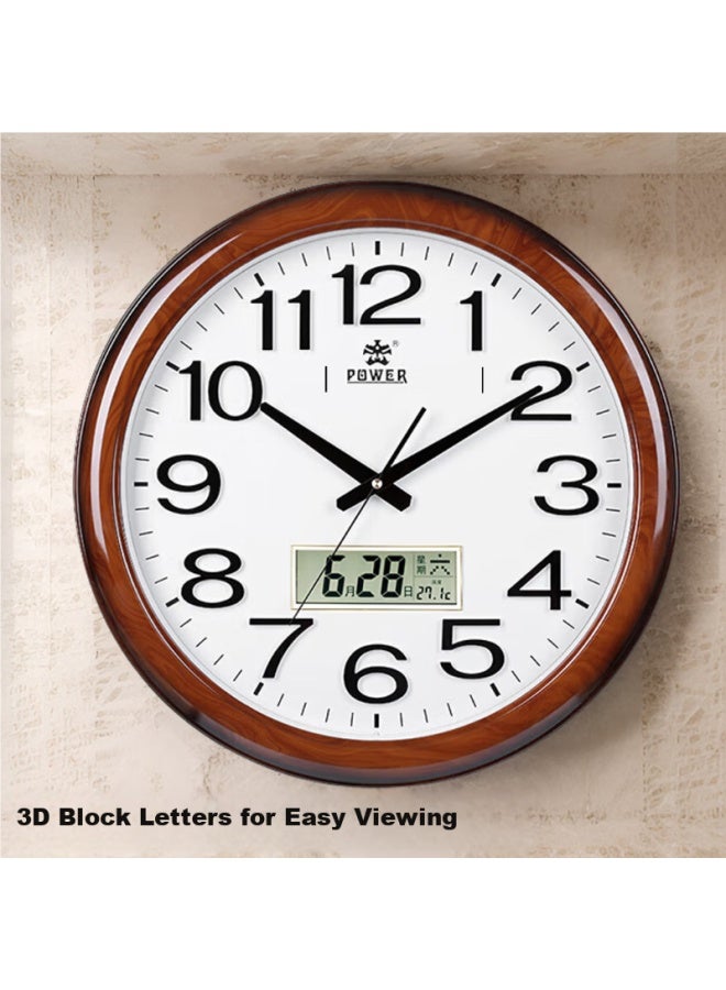 Power Overlord Wall Clock Chinese Style Large Quartz Clock Simple Wall Calendar 48cm Bright Wood Grain Color 0572jlks1 - Image 4