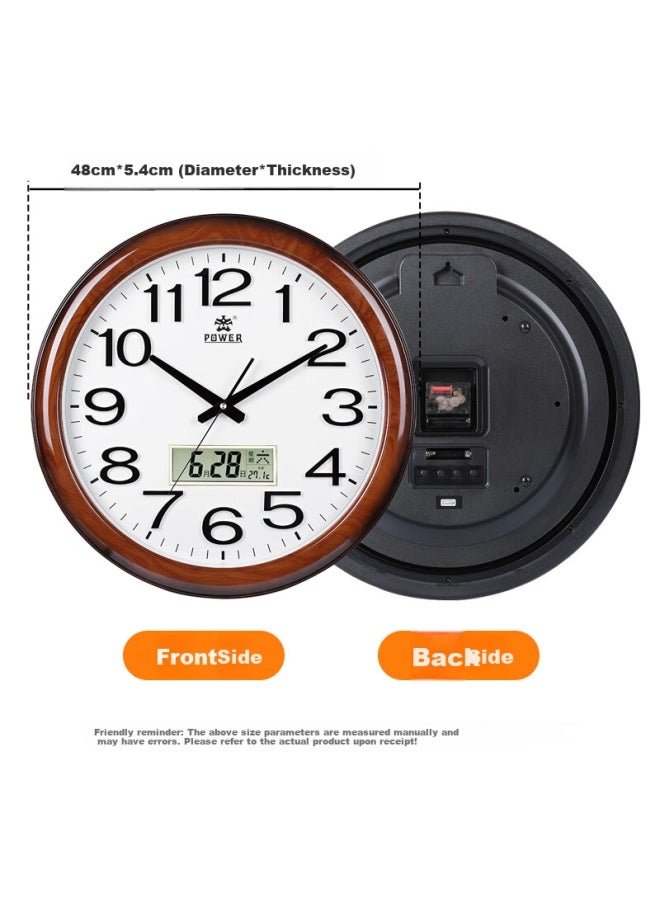 Power Overlord Wall Clock Chinese Style Large Quartz Clock Simple Wall Calendar 48cm Bright Wood Grain Color 0572jlks1 - Image 2