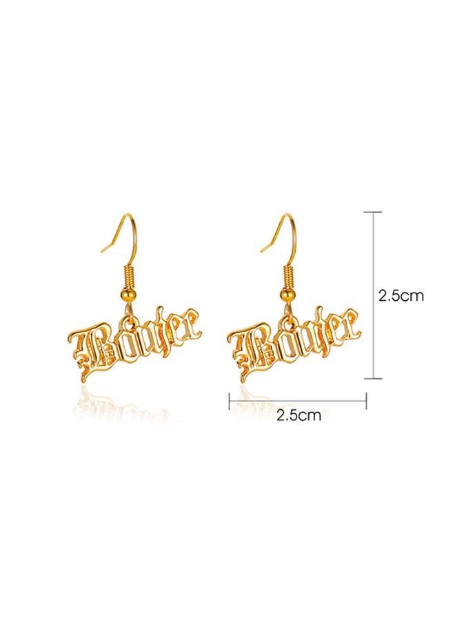NIBEMINENT 1 Pair Women's Letter Decor Faddish Simple Drop Earrings  - Image 2