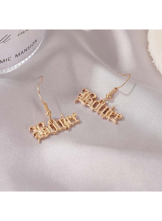 NIBEMINENT 1 Pair Women's Letter Decor Faddish Simple Drop Earrings  - Image 3