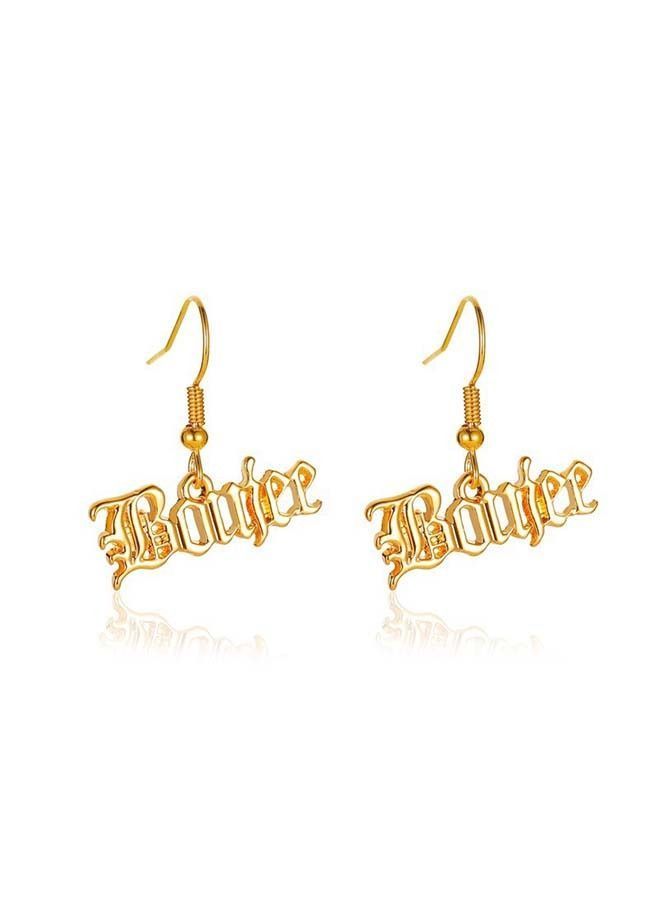 NIBEMINENT 1 Pair Women's Letter Decor Faddish Simple Drop Earrings  - Image 1