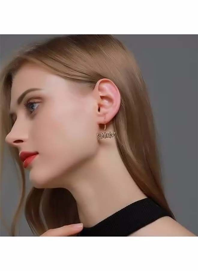 NIBEMINENT 1 Pair Women's Letter Decor Faddish Simple Drop Earrings  - Image 4