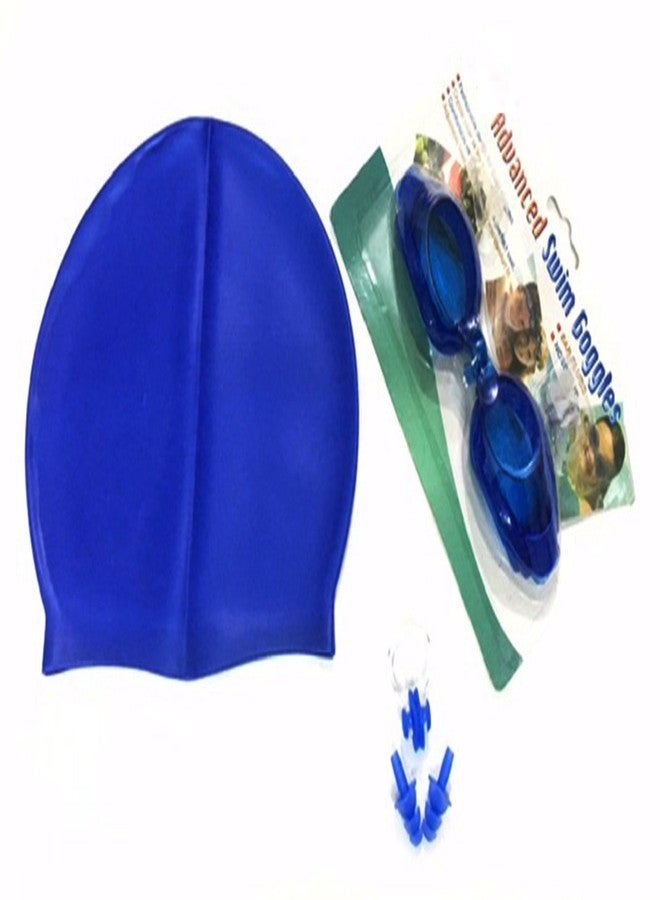 KAAS Complete Swimming Kit with Cap, Goggles and earplugs(Blue) - Image 2