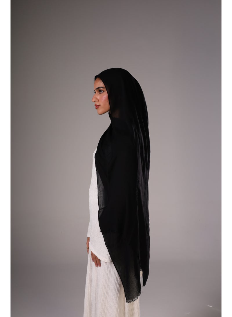 Lavezzi Cotton Sponge Modal Hijab for Women – Soft Breathable Head Scarf – Elegant Modest Fashion Head Wrap (Black) - Image 2