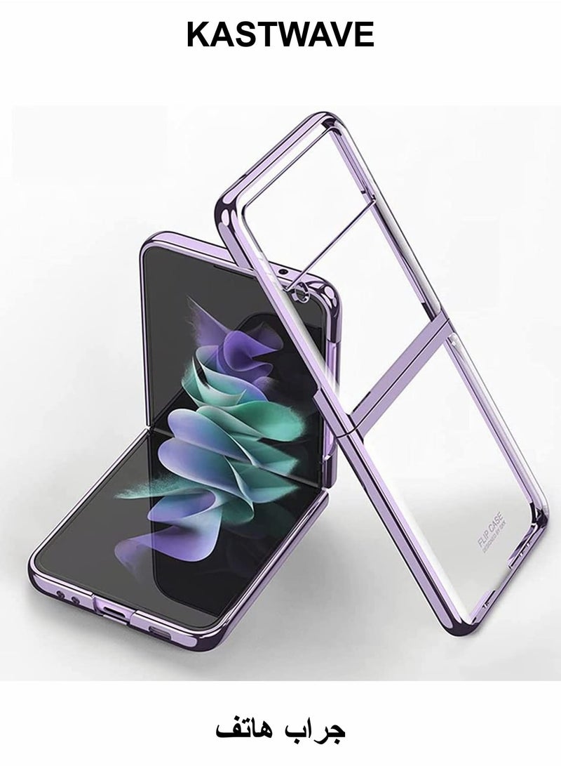 KASTWAVE Transparent Plating PC Crystal Cover Finish Anti-Scratch Shookproof Protection Case for Samsung Galaxy Z Flip 3 - Image 1