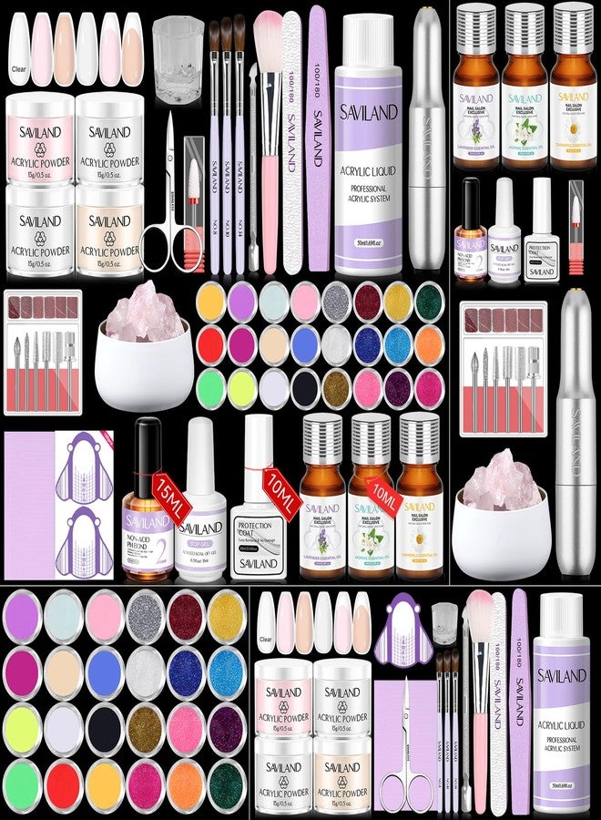 SAVILAND Acrylic Nail Kit with Drill & Essential Oil: Professional Acrylic Nails Kit for Beginners with Everything Nail Powder Set & Liquid Nail Primer Starter DIY Home Salon Art - Image 1