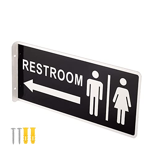 Kichwit Double Sided Metal Restroom Sign, Aluminum Bathroom Sign for Home and Office, 12.1 x 5.5 Inches (1) - Image 5