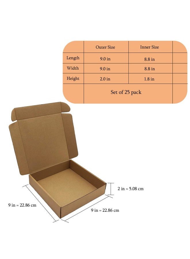 KIAECHWU 9x9x2 Inches Shipping Boxes Set of 25, Brown Corrugated Mailing Cardboard Box Literature Mailer for Packing Small Business Moving and Storage,E-Commerce Packaging (9"×9“×2”) - Image 5