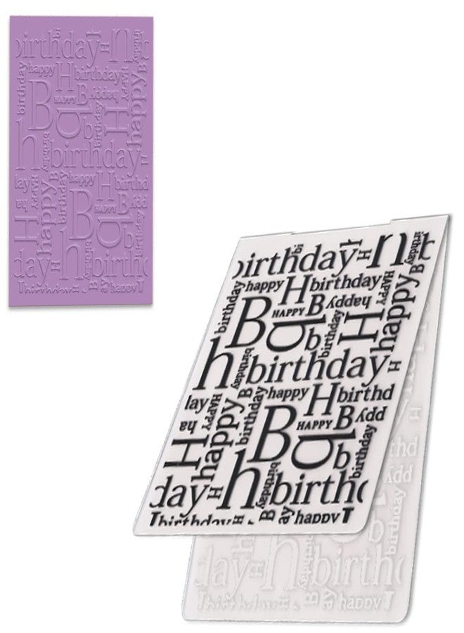 Hying 3-D Textured Impressions Background Embossing Folder, Happy Birthday Words Pattern Plastic Embossing Folder Template for Card Making Scrapbooking Paper Craft Album Stamps DIY Décor - Image 1