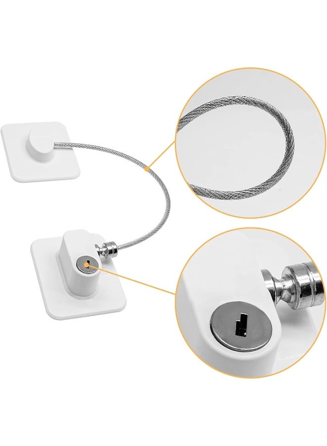 Poaker أقفال أمان للأطفال لاصقة مع مفاتيح لأقفال النوافذ وأبواب الثلاجات لحماية الأطفال والحيوانات الأليفة تأمين الخزائن والنوافذ السقفية والشرفات والأجهزة البيضاء - Image 2