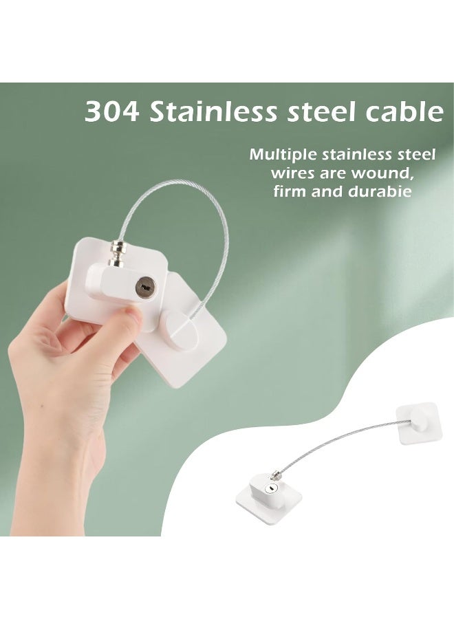 Poaker أقفال أمان للأطفال لاصقة مع مفاتيح لأقفال النوافذ وأبواب الثلاجات لحماية الأطفال والحيوانات الأليفة تأمين الخزائن والنوافذ السقفية والشرفات والأجهزة البيضاء - Image 4