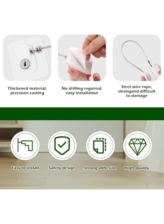 Poaker أقفال أمان للأطفال لاصقة مع مفاتيح لأقفال النوافذ وأبواب الثلاجات لحماية الأطفال والحيوانات الأليفة تأمين الخزائن والنوافذ السقفية والشرفات والأجهزة البيضاء - Image 5