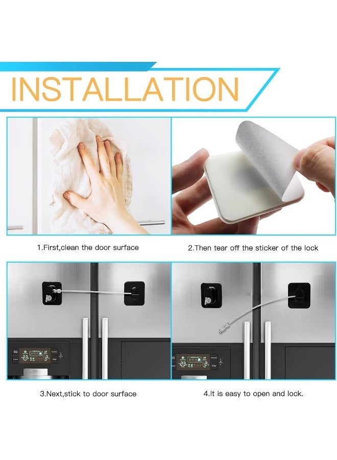 Poaker أقفال أمان للأطفال لاصقة مع مفاتيح لأقفال النوافذ وأبواب الثلاجات لحماية الأطفال والحيوانات الأليفة تأمين الخزائن والنوافذ السقفية والشرفات والأجهزة البيضاء - Image 3