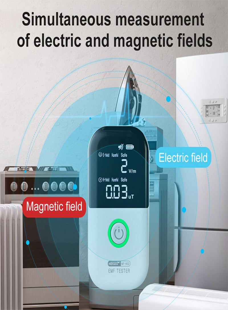 نويافا جهاز كشف الإشعاع المحمول NF-602، عداد جايجر، جهاز اختبار الإشعاع الكهرومغناطيسي، مقياس الجرعات، متعدد الوظائف، كاشف إشعاع المجال الكهربائي والمجال المغناطيسي مع إنذار صوتي وضوئي - Image 3