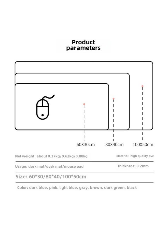 Mouse Pad Large Table Pad Waterproof Computer Office Desk Pad Writing Pad Can Come To Pattern Printing-Color:100*50cm-Pattern:Thickened Light Blue + Light Gray Double-sided Color