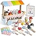 medoga Wooden Ice Cream Cart Toy Playset with Ice Cream Toys Pretend Play Food Truck Play Kitchen Accessories with Ice Lolly Scoop Menu Wooden Toys Gift for 3 4 5 6 7 8 Year Old Girls Boys - Image 2