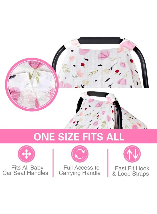 Metplus Baby Car Seat Cover Infant Carseat Canopy, Lightweight Breathable Soft Nursing Cover ups Cotton Muslin for Babies Shower Gift - Image 3