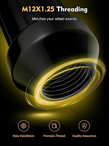 MIKKUPPA M12x1.25 Lug Nuts - Replacement for 1993-2022 Nissan Altima, 1988-2022 Nissan Maxima, 1997-2023 Subaru Forester Aftermarket Wheel 20pcs Black Closed End Lug Nuts - Image 5