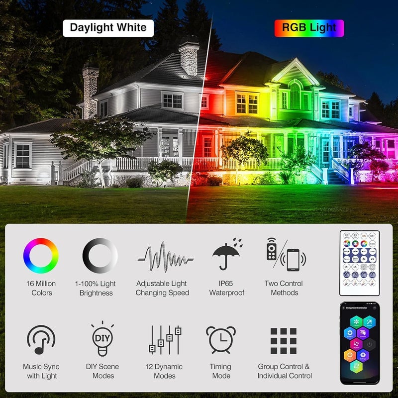 4-in-1 RGB Underwater Pond Lights, IP68, APP Remote Timer Control, UK Plug - Image 2
