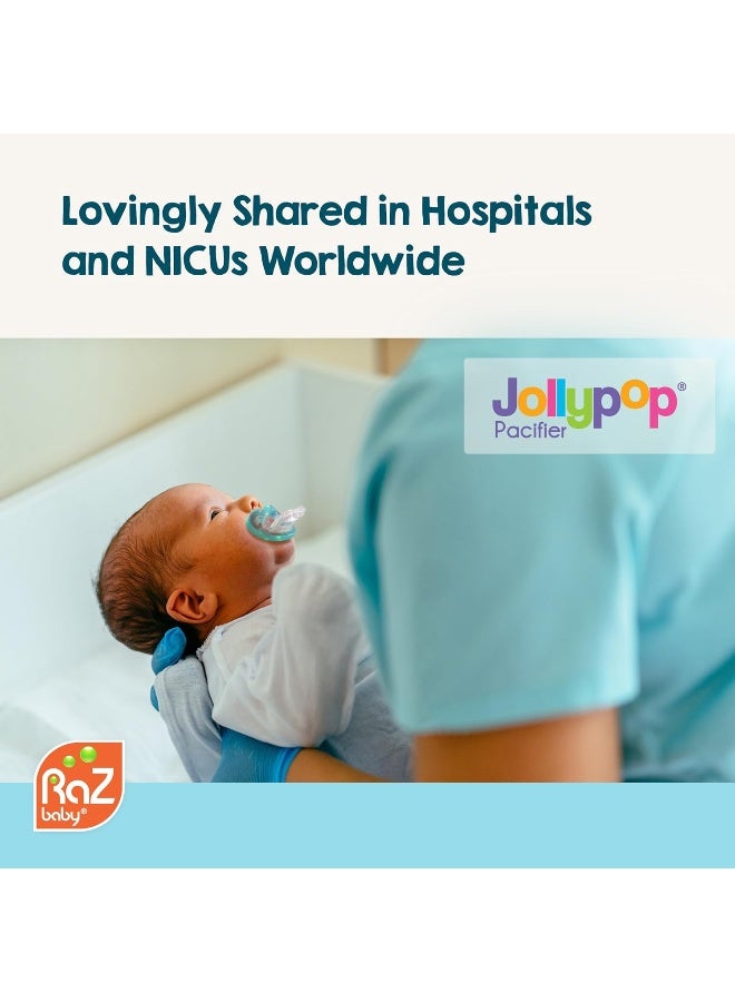 RaZbaby Jollypop Pacifier for Babies 3 Months and Up, USA Made, Natural Shaped Orthodontic Binky, Lovingly Shared in NICUs & Hospitals Worldwide, Medical-Grade 100% BPA-Free - 4 Pack - Pink - Image 2