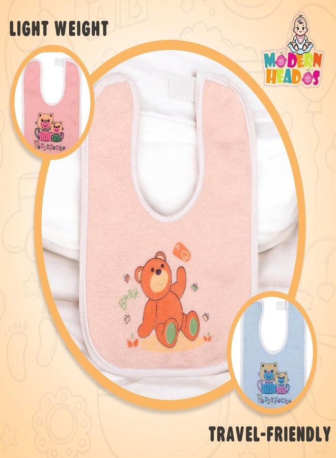 Modern Heados Baby Bib with Cute Cat Design, Cotton, Perfect Print, White Trim (Desgin-1, Pack of 12) - Image 2