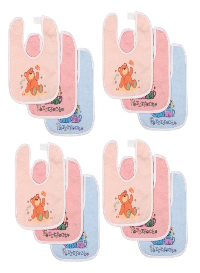 Modern Heados Baby Bib with Cute Cat Design, Cotton, Perfect Print, White Trim (Desgin-1, Pack of 12) - Image 1